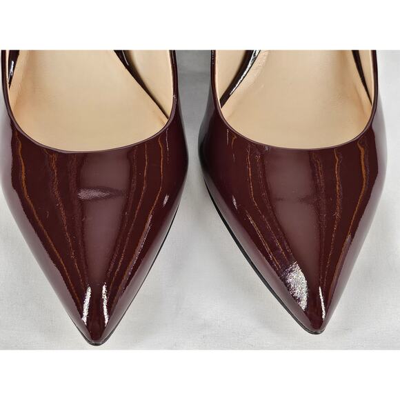 KARL LAGERFELD PARIS ADINA BURGUNDY PATENT LEATHER HEELS SIZE 5M/35B - Picture 13 of 15